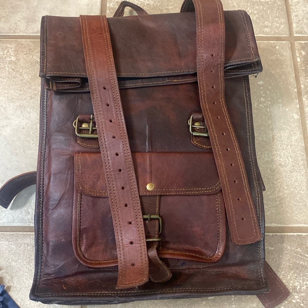 Leather handmade backpack
